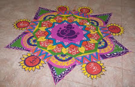 Hindu Holi Rangoli dizainas