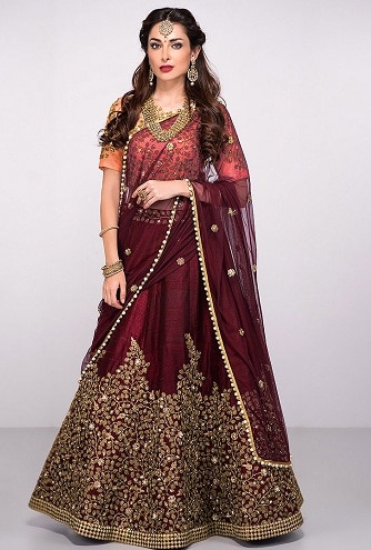 Maroon Silk Lehenga