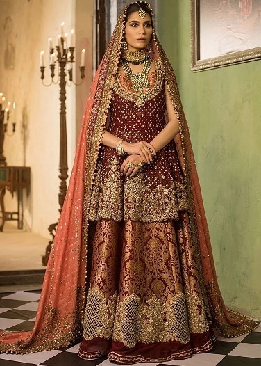 Maroon Pakistano Lehenga