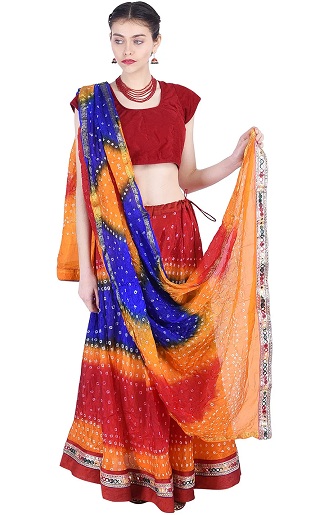 Rajasthani Ayna Çalışması Lehenga