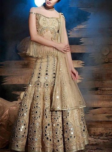 Altın Ayna Çalışması Lehenga