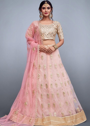 İşlemeli Ayna Çalışması Lehenga