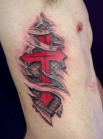 Krikščionių 3 D kryžminių tatuiruočių dizainas