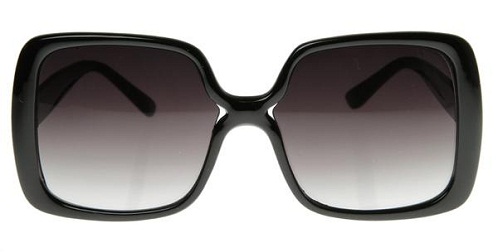 Retro juodų objektyvų kvadratiniai saulės akiniai