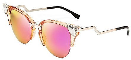 Stilingi rožinio objektyvo veidrodiniai saulės akiniai moterims