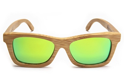 Mediniai rėmeliai su žaliais veidrodiniais saulės akiniais berniukams