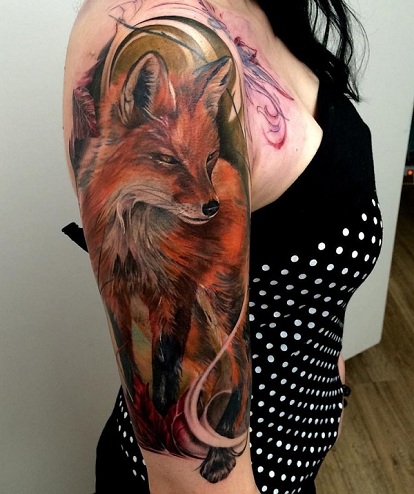 Red Fox tatuiruotės dizainas ginklams