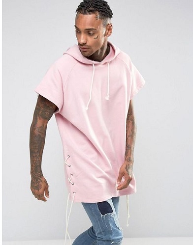 Yarım kolluErkek pembe sweatshirt