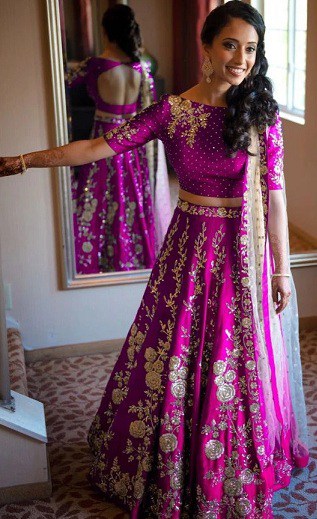 Mor İpek Lehenga