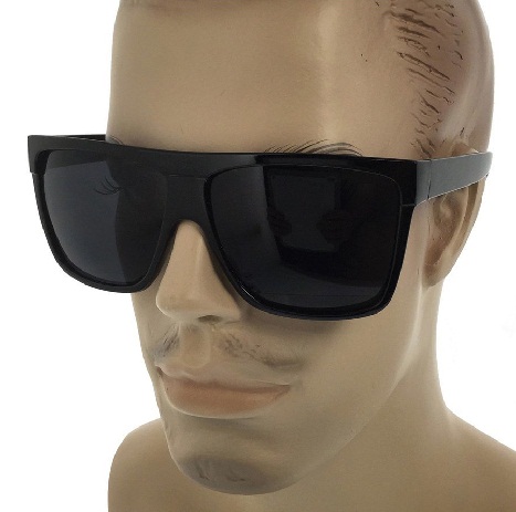 Vyriški plokšti viršutiniai juodi akiniai nuo saulės: