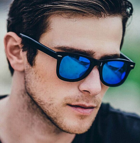 Vyrų pasirinkimo mėlyni akiniai nuo saulės Wayfarer