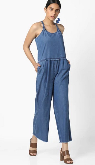 „Halter Neck Denim Flare“ kombinezonas