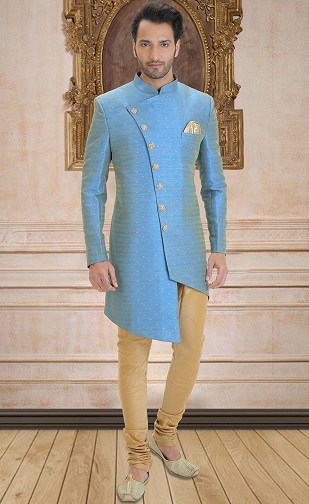 Mėlynas Indo Vakarų Sherwani