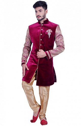 Kadife Hint Batı Sherwani