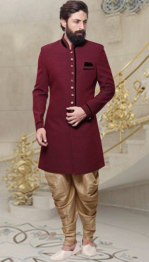 Düz Khadi Dhoti Sherwani