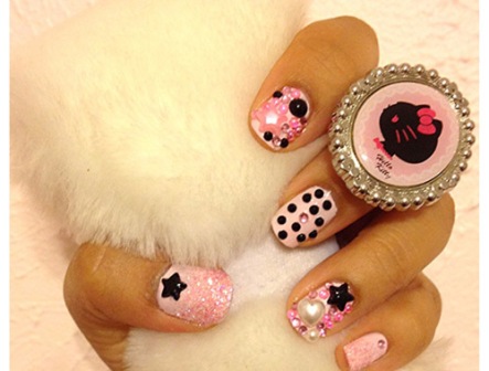 Pembe Kawaii Nail Art Tasarımları