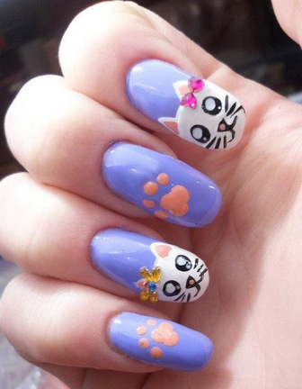 Kedi Paw Print Nail Art Tasarım