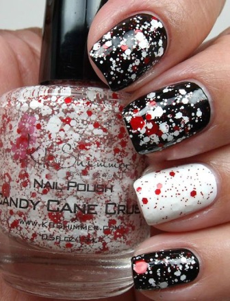 Paprastas „Candy Cane Crush“ nagų lako dizainas