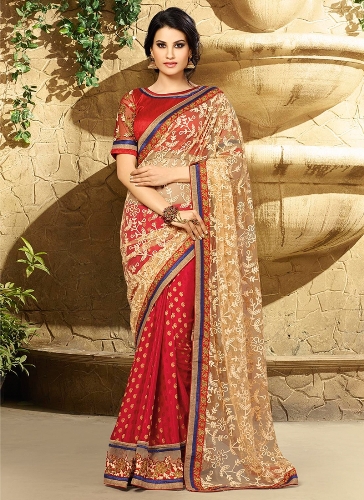 Jaquard Sarees-Georgette ir Net Jacquard Sari 9