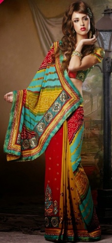 Tasarımcı Leheriya Bandhani Saree
