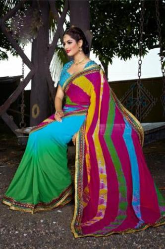 Çok Renkli Leheriya Saree