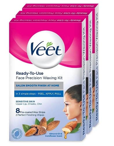 Veet Face Precision vaškavimo rinkinys viršutinėms lūpoms, skruostams ir amp; Smakras