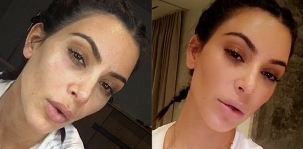 Kim Kardashian prieš ir po makiažo 1