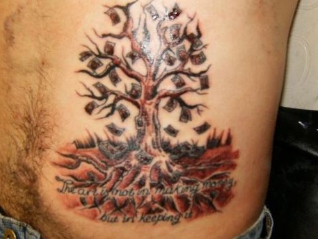 pinigų medžio tatuiruotė