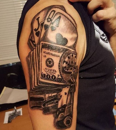 Gražus pinigų tatuiruotės dizainas 4