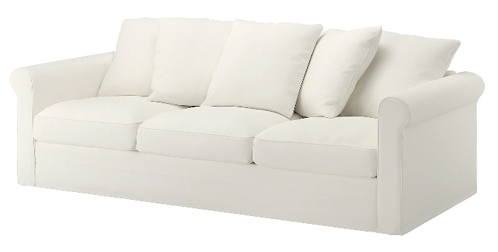 Trijų vietų balta sofa svetainei