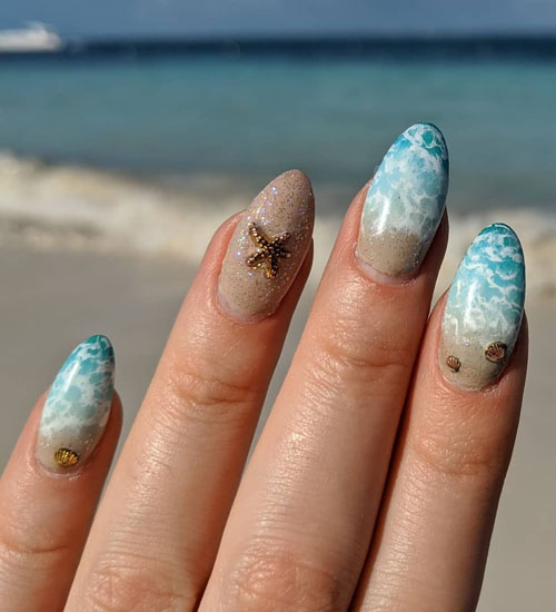 Yaz Nail Art Tasarımları Plaj Suyu