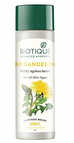 „Biotique Bio Dandelion“ akivaizdžiai amžinas serumas riebiai odai