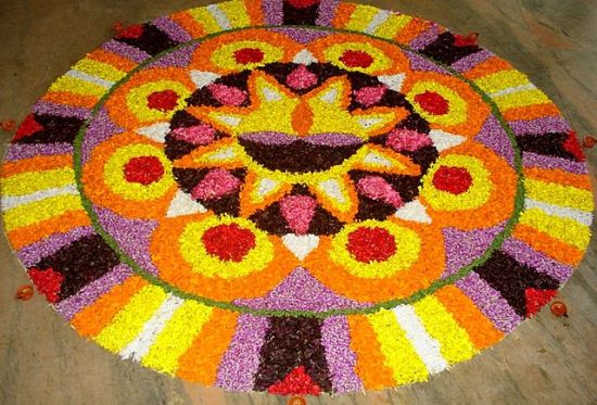 Diya Pookalam Rangoli Tasarım