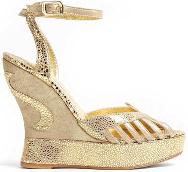 Bayanlar için Köpüklü Altın Takoz Sandalet