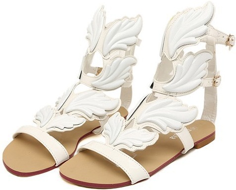 Fairy Wings Düğün için Beyaz Kama Sandalet