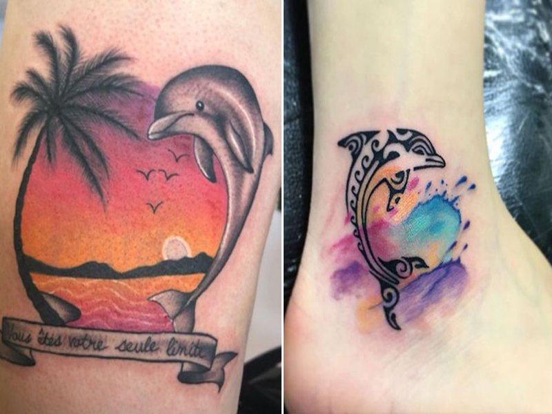 Delfinų tatuiruočių dizainas