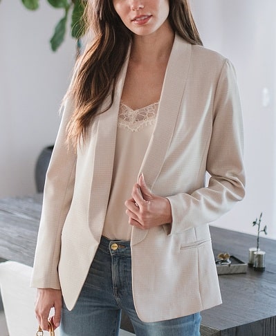 Bayan Krem Boyfriend Blazer