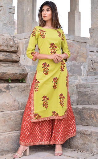 Blokinė spauda Salwar Kameez