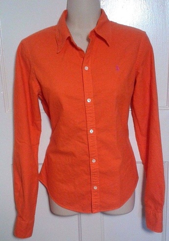 Oksfordo audinio oranžiniai moteriški marškinėliai