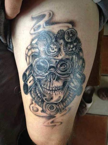 kaukolių tatuiruočių dizainas vyrams