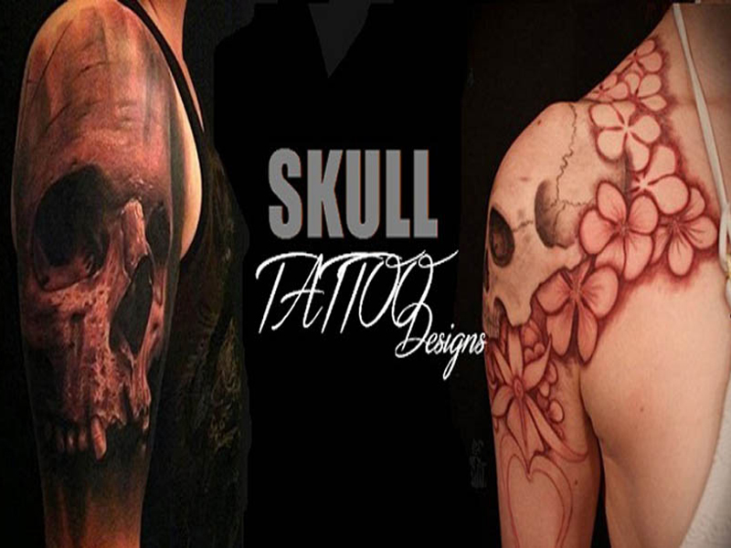 Kaukolės tatuiruotės dizainas su geriausiomis nuotraukomis