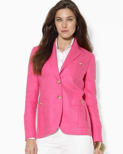 Pembe Keten Blazer Kadın