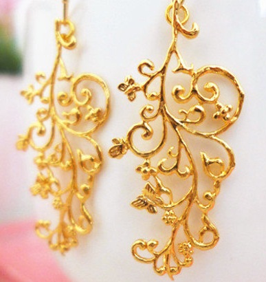 Auksiniai šydu vestuviniai auskarai