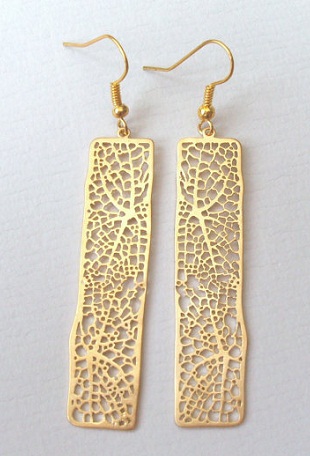 Vestuviniai filigraniniai aukso spalvos auskarai