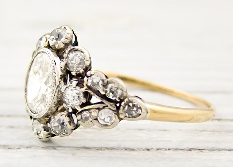 Antik Altın-Pırlanta Nişan Yüzüğü