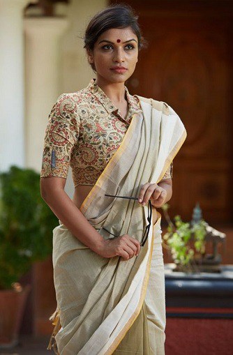Paprasta Saree su Kalamkari palaidine