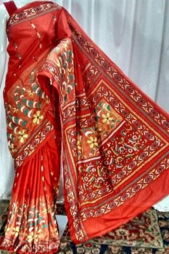 Juodas šilkas „Kantha Stitch Saree“