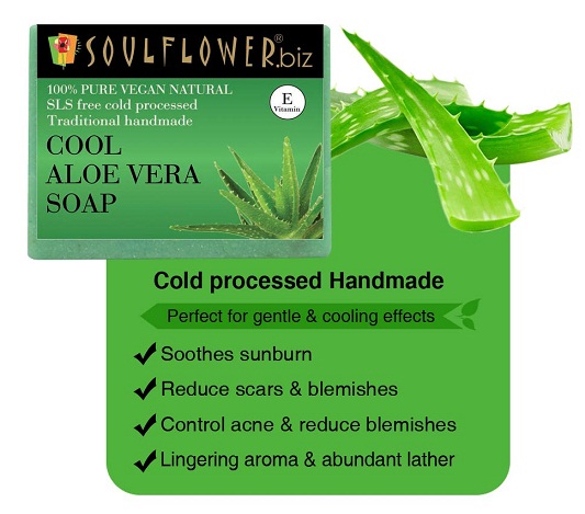 „Soulflower Cool Aloe Vera“ rankų darbo muilas