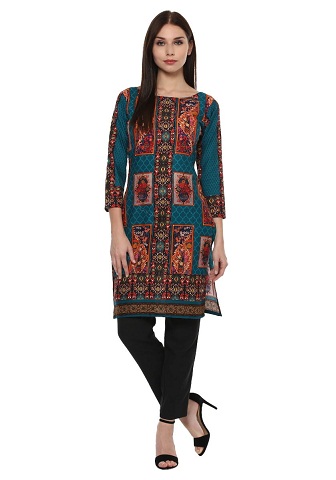 „Ahalyaa Cotton Pakistani“ stiliaus spauda „Kurta“ moterims