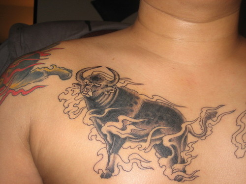 Kinų bulių tatuiruočių dizainas